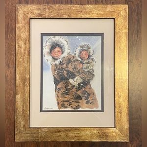 Framed Inuit art by Helen Yale
